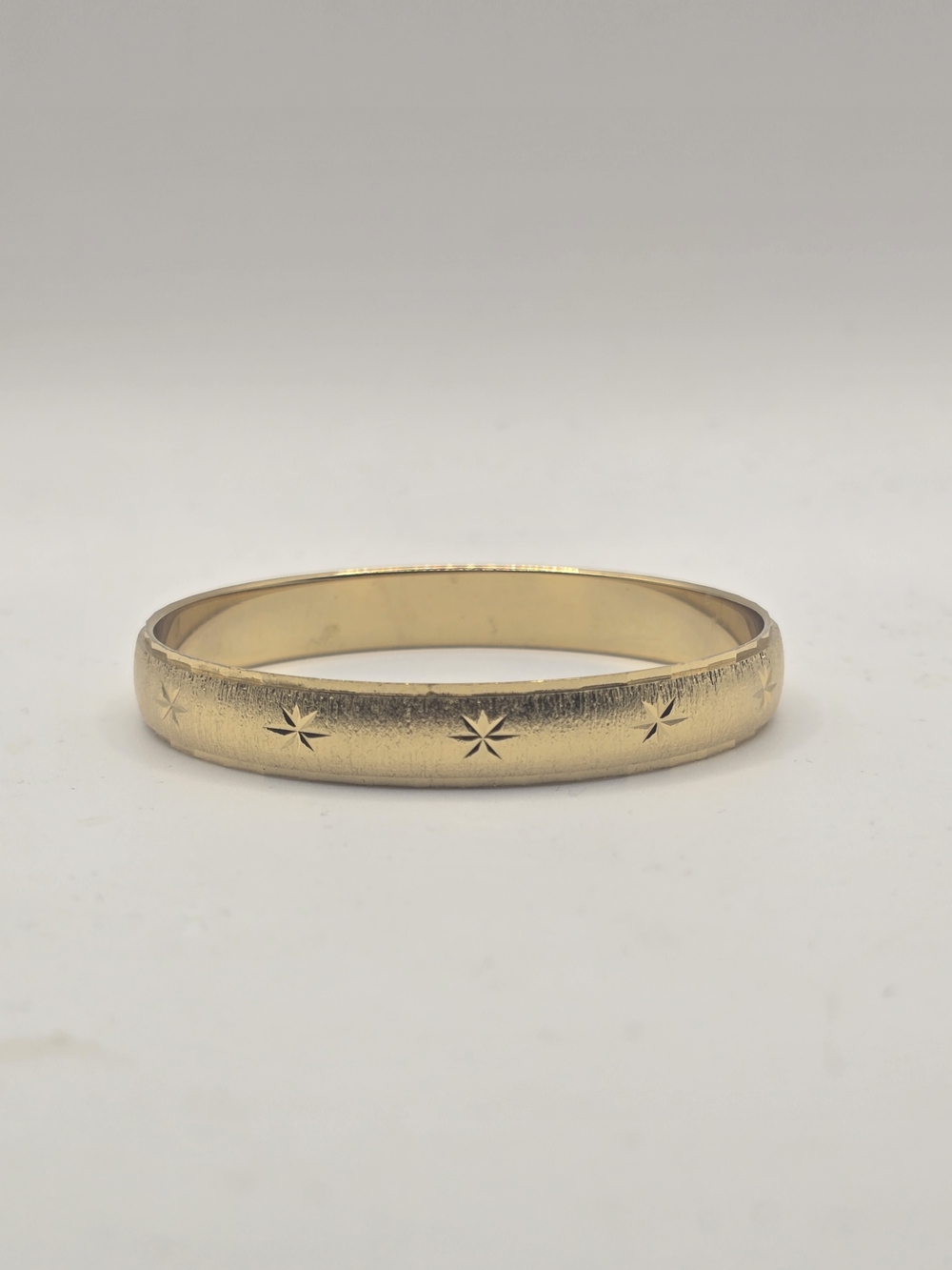 Vintage Monet Brushed Gold-Tone Starburst Bangle Bracelet
